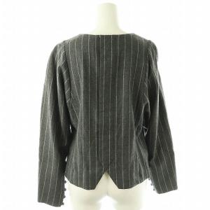 ADORE ウールストライプ ブラウス ハイウエストフレアースカートロング セットアップ 38 グレー /HK OS