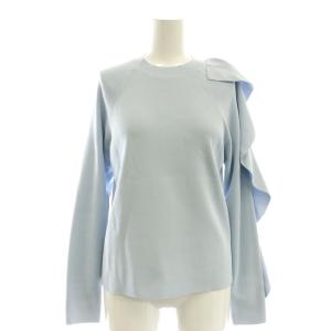 ドライストレッチラッフルスリーブニット カットソー 長袖 38 水色 /AT OS