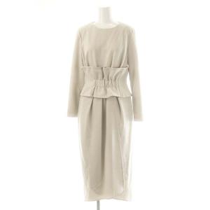 ミルドスムースワンピース ロング サッシュベルト付き 36 ライトグレー /ES OS