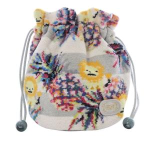 BARNEYS NEWYORK ポーチ 巾着 ライオン ハンドバッグ グレー 白 ホワイト /SR38