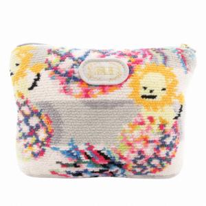 × バーニーズニューヨーク BARNEYS NEWYORK コラボ ポーチ ライオン柄 総柄 グレー 白