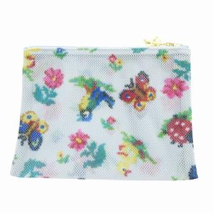 FEILER 美品 メッシュ ポーチ 総柄 水色 ライトブルー /HO