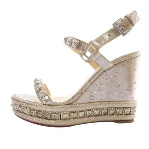 Christian Louboutin ウェッジソール  サンダル ストラップ 35 ゴールド色 /SR12