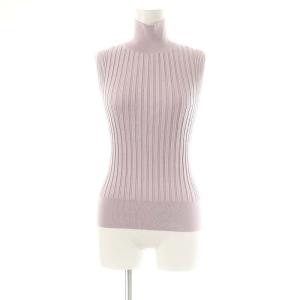 タートルネックノースリーブニット カットソー リブ 38 紫 パープル /AT OS