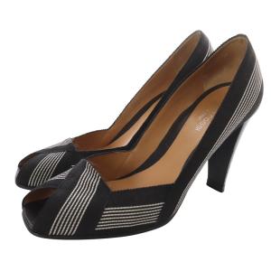 オープントゥ パンプス 36.5 黒 ブラック /SR42