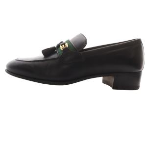 GUCCI インターロッキング ウェブライン ローファー 36.5 ブラック 624316