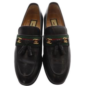 GUCCI インターロッキング ウェブライン ローファー 36.5 ブラック 624316