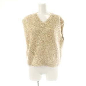 24AW グリッターラメノースリーブプルオーバー ニット ベスト ベージュ ゴールド色 /DF OS
