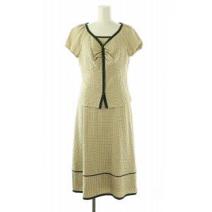 総柄 カーディガン ワンピース ロング セットアップ M ベージュ /HK OS