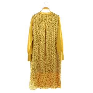 JOSEPH ジョゼフ ニット×シェブロンプリント ドレス ワンピース ニット サテン 切替 Vネック M マスタード