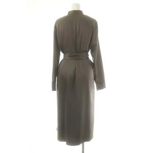 theory luxe Orchard Sub Nedeli サテン シャツワンピース バンドカラー ベルト付き 038 グレージュ
