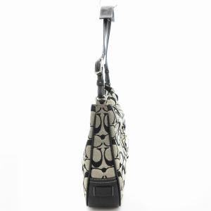 COACH シグネチャー ハンドバッグ ショルダー キャンバス 茶 ブラウン 黒 ブラック 6091 /UD