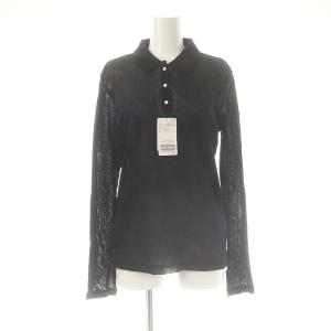 SLOBE IENA 25SS コットンチュールポロシャツ 長袖 F 紺 ネイビー /AT OS