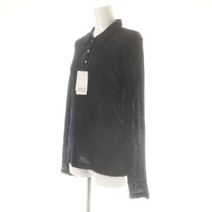 SLOBE IENA 25SS コットンチュールポロシャツ 長袖 F 紺 ネイビー /AT OS