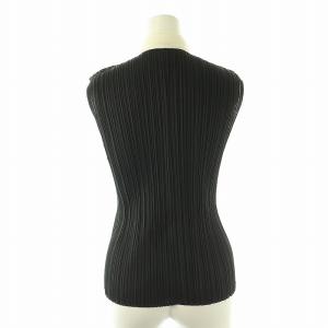 PLEATS PLEASE ISSEY MIYAKE イッセイミヤケ バイカラー ノースリーブ シャツ プリーツ 3 黒 白 /MI OS