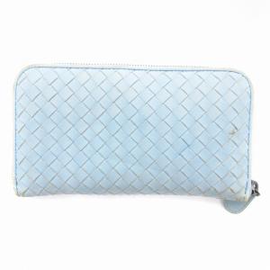 イントレチャート 長財布 ウォレット ラウンドファスナー レザー ライトブルー /JS