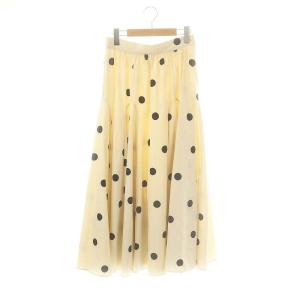 23AW ドットマチスカート フレア ロング 36 アイボリー ブラック /DF OS