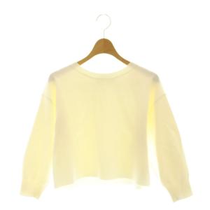 24AW 7分袖ロゴブローチ付クロップドニット セーター ショート丈 2 白 ホワイト /AT OS