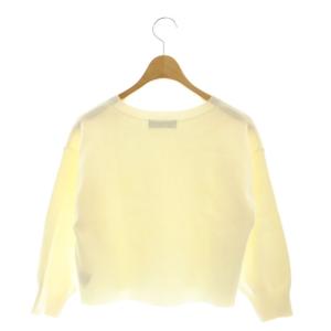 JUSGLITTY 24AW 7分袖ロゴブローチ付クロップドニット セーター ショート丈 2 白 ホワイト /AT OS