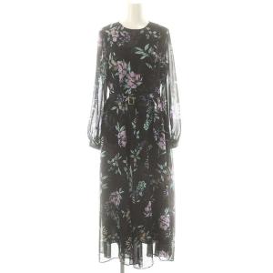 25SS フラワーレイヤーワンピース 38 ブラック マルチカラー