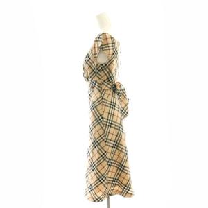 BURBERRY BLUE LABEL ノバチェック ノースリーブ ワンピース ひざ丈 ウール 36 ベージュ /AT OS