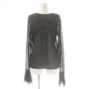 24AW ラッフルスリーブチュールプルオーバー トップス ブラウス 長袖 F 黒 ブラック 24070912505040