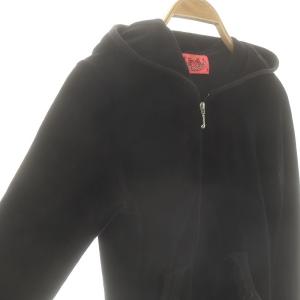 JUICY COUTURE ベロア ジップアップパーカー P 35 ブラック /ES OS