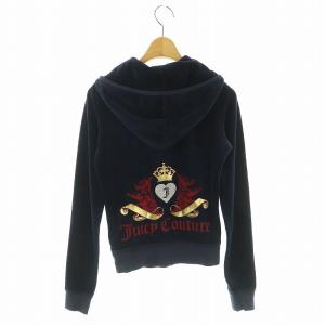 ベロアバックロゴジップアップパーカー ジャケット コットン 紺 ネイビー /NR OS