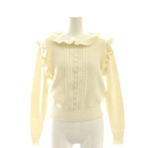 フリル コットンニット セーター 長袖 36 白 ホワイト /ES OS