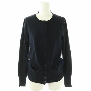 バックハートシフォン切替カーディガン ニット 2 ネイビー レッド /DF OS