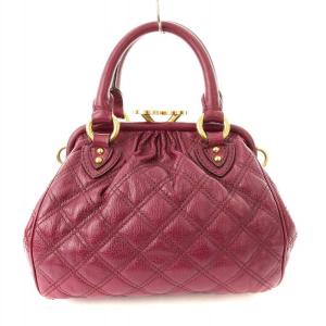 キルテッドレザースタム ハンドバッグ ショルダーバッグ がま口 2WAY 紫 C3PE013 81063