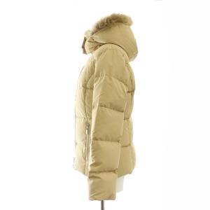 courreges コヨーテファー 裏地総柄 ダウンジャケット フード付き 38 ベージュ /ES OS