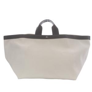 713GP リュクス舟型トートXL ハンドバッグ コーテッドキャンバス ホワイト グレー