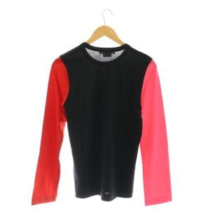 COMME des GARCONS 袖切り替えカットソー ロンT ニット クルーネック ウール M 黒 ブラック 赤 レッド /AT OS