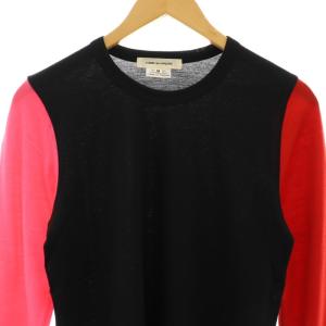 COMME des GARCONS 袖切り替えカットソー ロンT ニット クルーネック ウール M 黒 ブラック 赤 レッド /AT OS