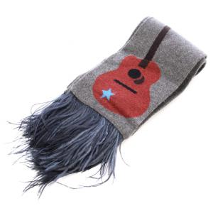 KEITA MARUYAMA JB601-05736JI マフラー オーストリッチファー ギター柄 カシミヤ 0 グレー /KU OF