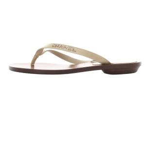 CHANEL ラインストーン トングサンダル 37.5 アイボリー