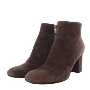 Loro Piana ブーツ ショート チャンキーヒール スエード 37 ダークブラウン /YO13