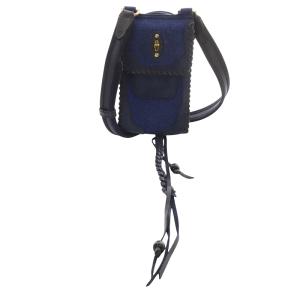 スエード フォンポーチ ショルダーバッグ 切替 青 ブルー /SR39