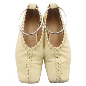 JIL SANDER バレリーナ アンクルストラップ フラット パンプス スクエアトゥ 35.5 22.3cm クリーム色 /SR40