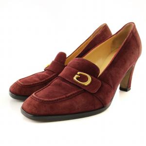 ローファー パンプス スエード スクエアトゥ 35.5 ボルドー /MM OF