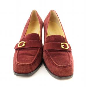 GUCCI ローファー パンプス スエード スクエアトゥ 35.5 ボルドー /MM OF