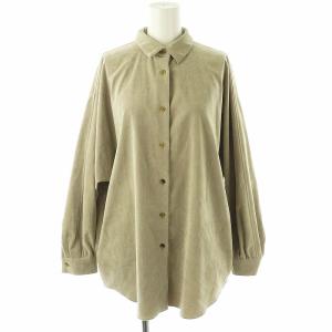 レギュラーカラーシャツ ベルベット 長袖 S グレージュ /DF OS