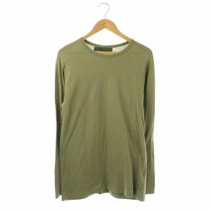 ヨウジヤマモト コットン天竺 ロゴプリント ロングスリーブTシャツ カットソー 長袖 3 カーキ /DF