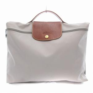 ル プリアージュ Le Pliage ハンドバッグ レザーハンドル ナイロン グレー /JS