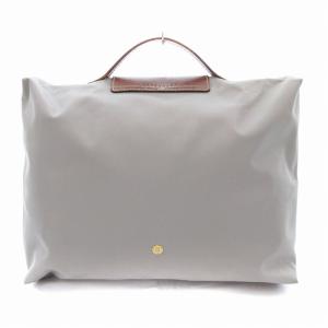 Longchamp ル プリアージュ Le Pliage ハンドバッグ レザーハンドル ナイロン グレー /JS