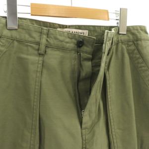 UNITED ARROWS バックサテンファティーグパンツ ストレート タック ミリタリー L カーキ /AT OS