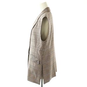 TOMORROWLAND collection 24AW 5ブラウニーオーバーペーン ダブルベスト チェック ウール 36 茶 /MI OS