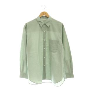 80 コンパクトヤーン ツイル レギュラーカラー シャツ 長袖 ストライプ M 緑 グリーン /AT OS