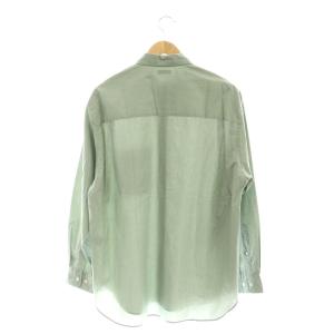 Steven Alan 80 コンパクトヤーン ツイル レギュラーカラー シャツ 長袖 ストライプ M 緑 グリーン /AT OS